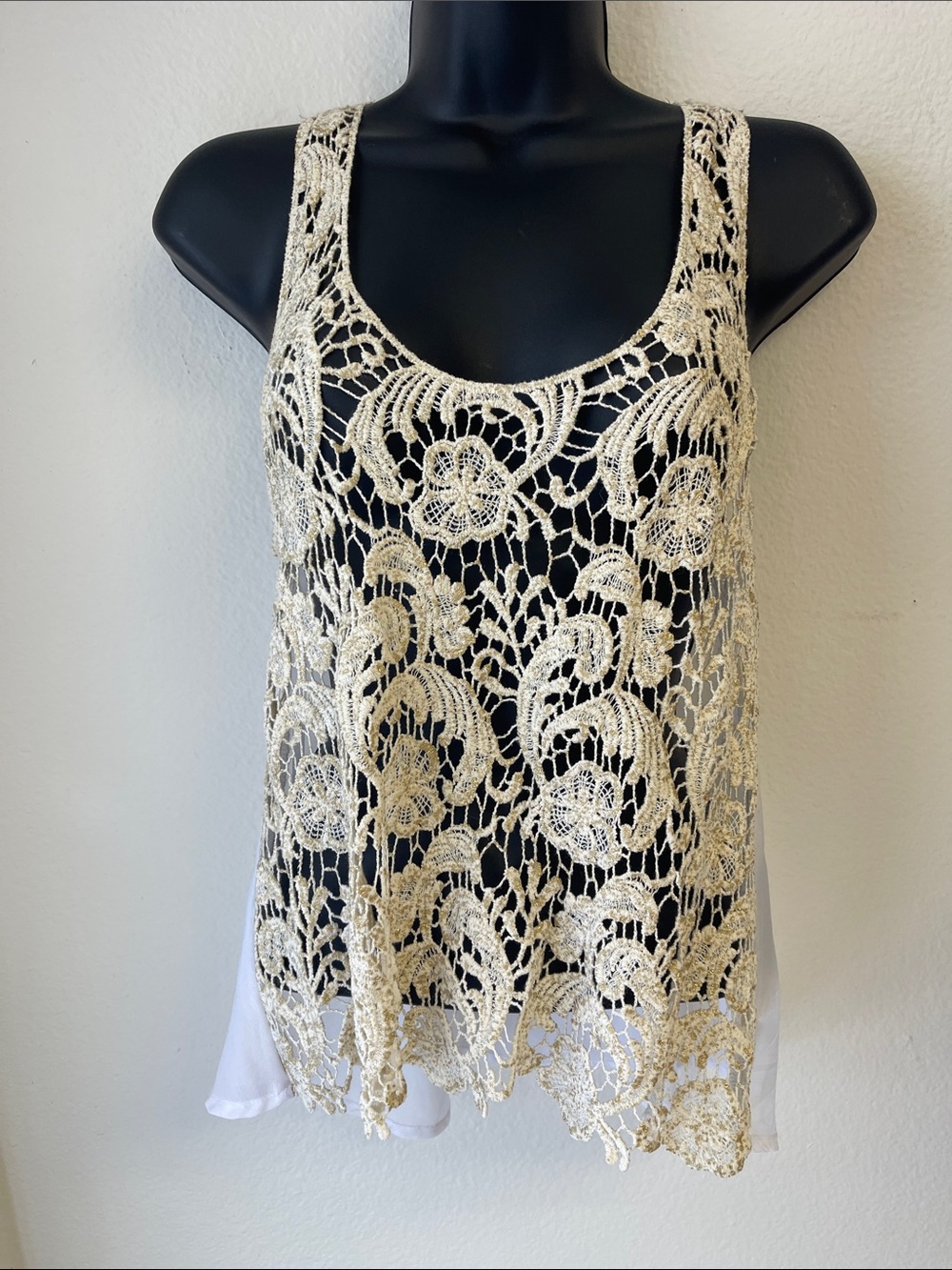 Papaya Cream Crochet Lace Overlay Camisole